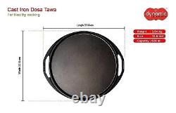 12.5 inches Premium Cast Iron Dosa Tawa Griddle Induction Compatible