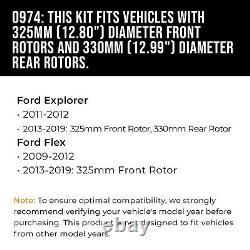 Front & Rear Brake Rotors + Ceramic Pads for Ford Explorer Flex Taurus MKT