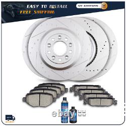 Front Rear Brake Rotors Disc and Ceramic Pads For Lincoln MKS Ford Explorer Slot