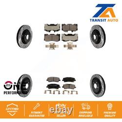 Front Rear Coated Drilled Slot Disc Brake Rotor Ceramic Pad Kit For Ford Mustang