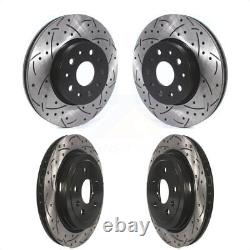 Front Rear Coated Drilled Slotted Disc Brake Rotors Kit For Cadillac CTS