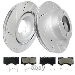 Front & Rear Drilled Rotors Brake Pads for 2007-2021 Toyota Tundra Sequoia LX570