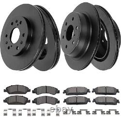 Front Rear HIGH CARBON Steel Brake Rotors +Brake Pads for Chevy Silverado 14-19