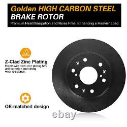 Front Rear HIGH CARBON Steel Brake Rotors + Brake Pads for Chevy Silverado 14-20