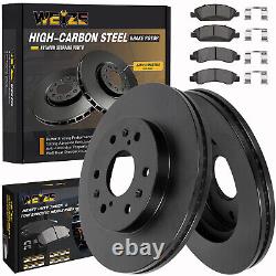 Front Rear HIGH CARBON Steel Brake Rotors + Brake Pads for Chevy Silverado 14-20