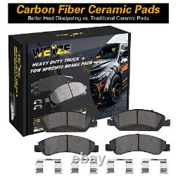 Front Rear HIGH CARBON Steel Brake Rotors +Carbon Brake Pads for Chevy Silverado