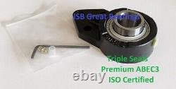 (Qty. 10) UCFB201-8 solid premium 3-bolt bracket bearing triple seals ABEC3 1/2