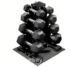 Signature Fitness Premium Rubber Coated Hex Dumbbell Weight Set Storage 100 lbs