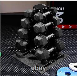 Signature Fitness Premium Rubber Coated Hex Dumbbell Weight Set Storage 100 lbs