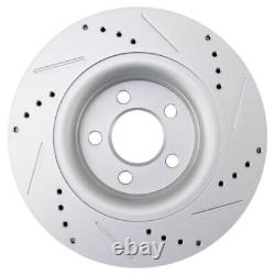 TRQ Front Disc Brake Rotor Performance Cross Drilled G-Coated Pair for Mustang