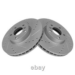 TRQ Performance Front Drilled Slotted Coated Brake Rotor Set for BMW X5 X6